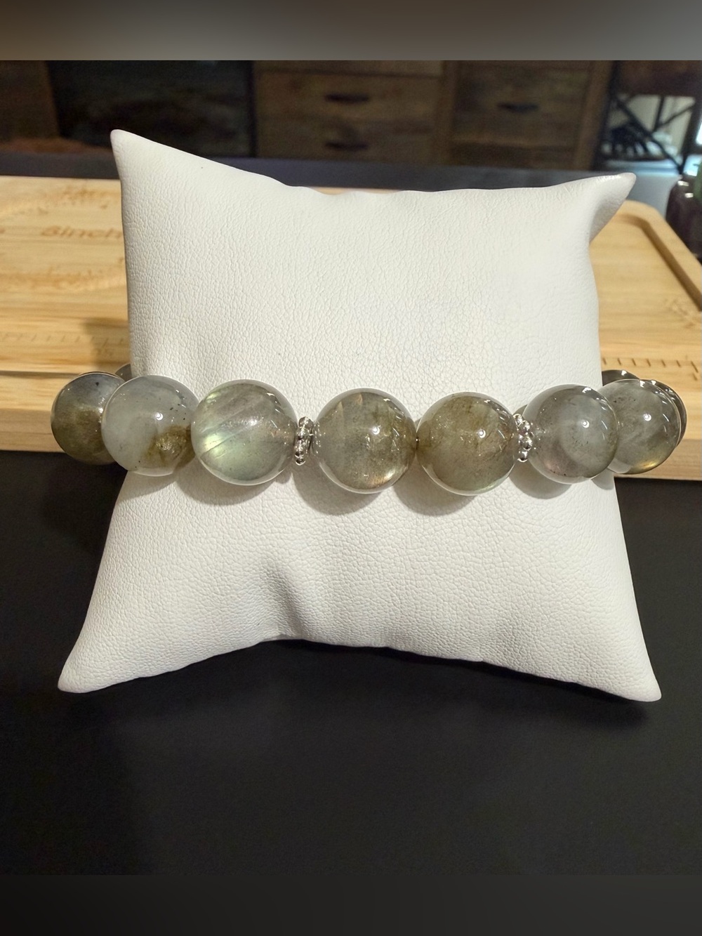✨ Handmade High-Flash Labradorite Beaded Bracelet ✨